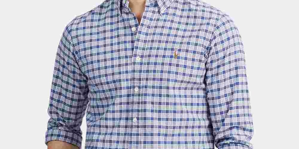 Camisa Ralph Lauren Masculina Classic Fit Oxford com Botões Azul Tamanho XX-G