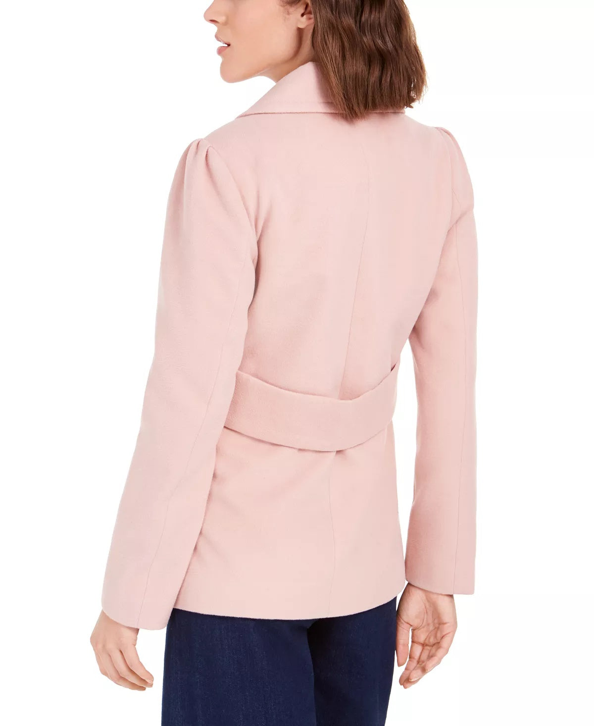 Casaco feminino Maison Jules com abotoamento duplo e gola entalhada, rosa, tamanho médio