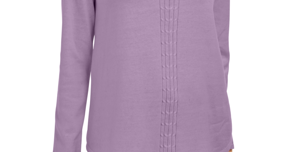 Karen Scott Suéter Feminino de Algodão com Malha Trançada Roxo Tamanho XS