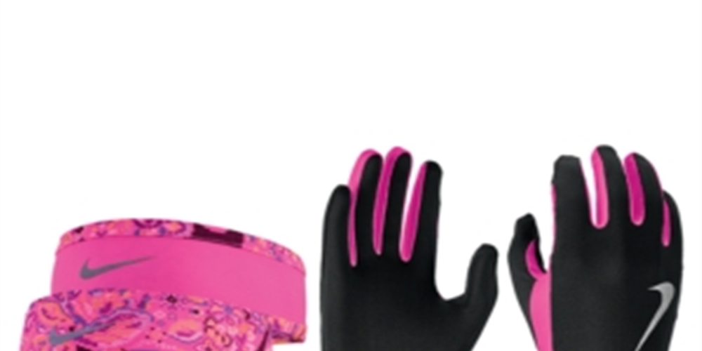 Conjunto de faixa de cabeça e luvas Nike Run Dry para mulheres, rosa, tamanho XS