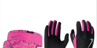 Conjunto de faixa de cabeça e luvas Nike Run Dry para mulheres, rosa, tamanho XS
