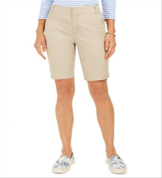 Bermuda feminina Charter Club Twill bege tamanho 6