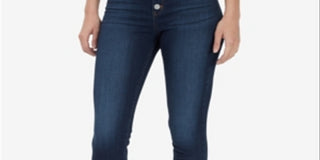 Calça jeans feminina William Rast, cintura alta, azul, tamanho 28, com bainha desfiada