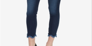 Calça jeans feminina William Rast, cintura alta, azul, tamanho 28, com bainha desfiada