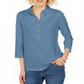Camisa Supima Cotton Feminina Charter Club Manga 3/4 Azul Tamanho - M