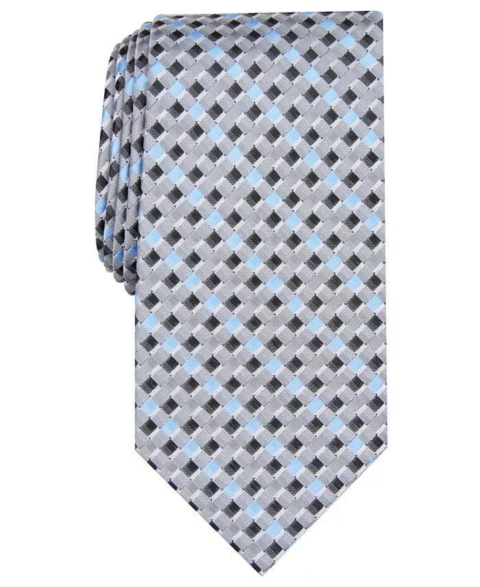 Gravata clássica estampada masculina Perry Ellis, tamanho regular, azul-marinho