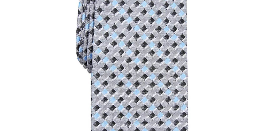 Gravata clássica estampada masculina Perry Ellis, tamanho regular, azul-marinho