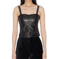Regata feminina de couro sintético Ax Armani Exchange, preta, tamanho X-S