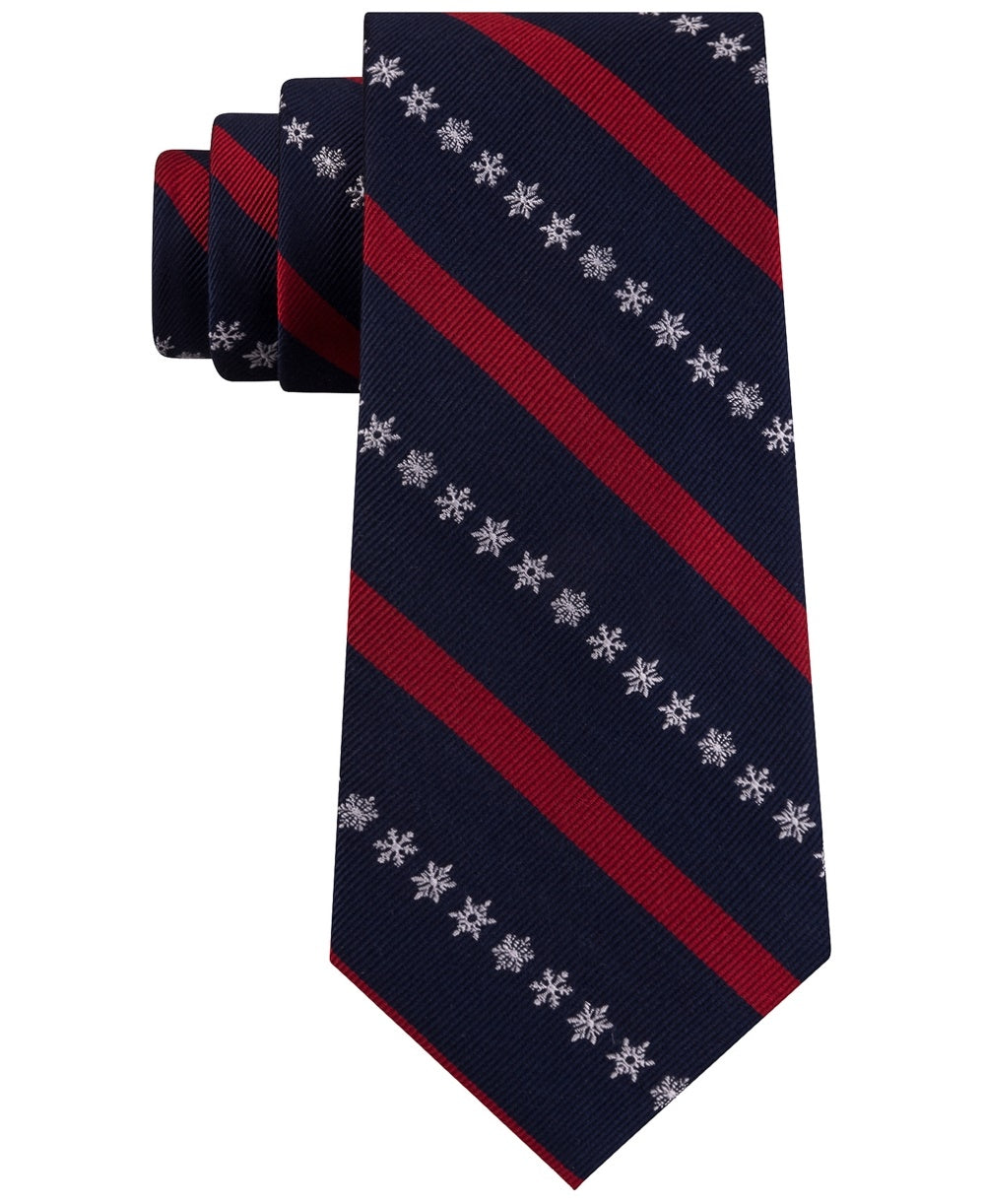 Gravata listrada de floco de neve masculina Tommy Hilfiger vermelha tamanho regular