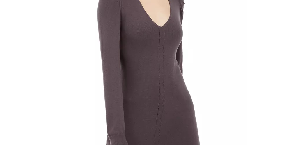 INC International Concepts Suéter Feminino Pequeno Manga Bufante Decote em V Túnica Pulôver Turk Dove Tamanho Pequeno