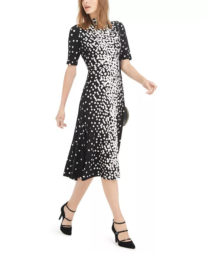 Vestido Alfani Feminino Petite com Decote Redondo e Amarração nas Costas, Preto, Tamanho Petite Pequeno