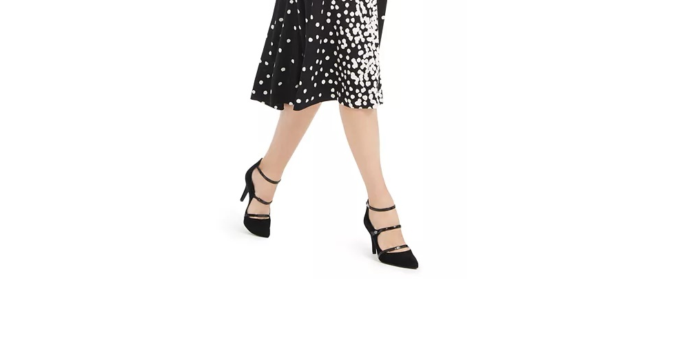 Vestido Alfani Feminino Petite com Decote Redondo e Amarração nas Costas, Preto, Tamanho Petite Pequeno
