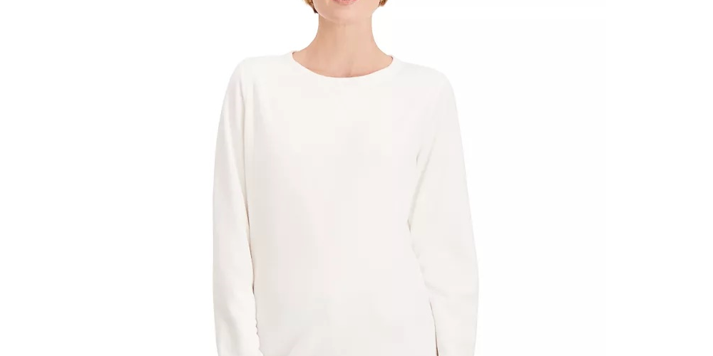 Karen Scott Petite Microfleece Top Feminino Branco Tamanho Petit S