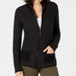 Karen Scott Cardigan Feminino Petite Texturizado com Zíper Frontal Preto Tamanho PSM
