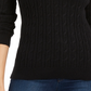 Suéter feminino Charter Club Petite Cable-Knit gola alta preto tamanho pequeno pequeno
