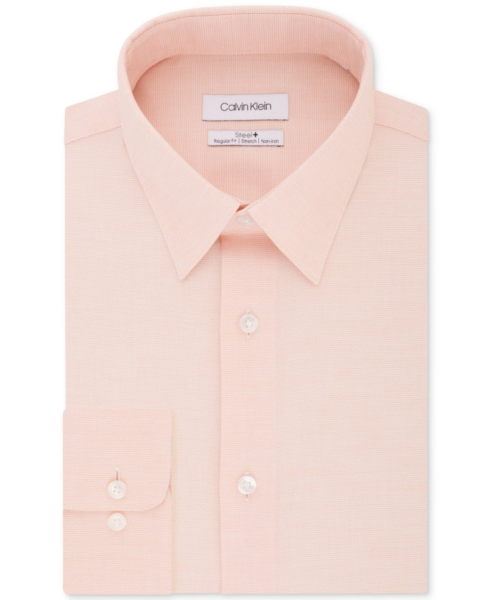 Camisa social Calvin Klein masculina Steel Classic Regular Stretch Performance, tamanho laranja, tamanho 18x34x35