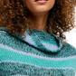 Suéter túnica listrado de manga comprida e gola alta feminino Free People, verde/roxo, tamanho extrapequeno