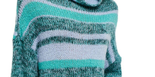 Suéter túnica listrado de manga comprida e gola alta feminino Free People, verde/roxo, tamanho extrapequeno