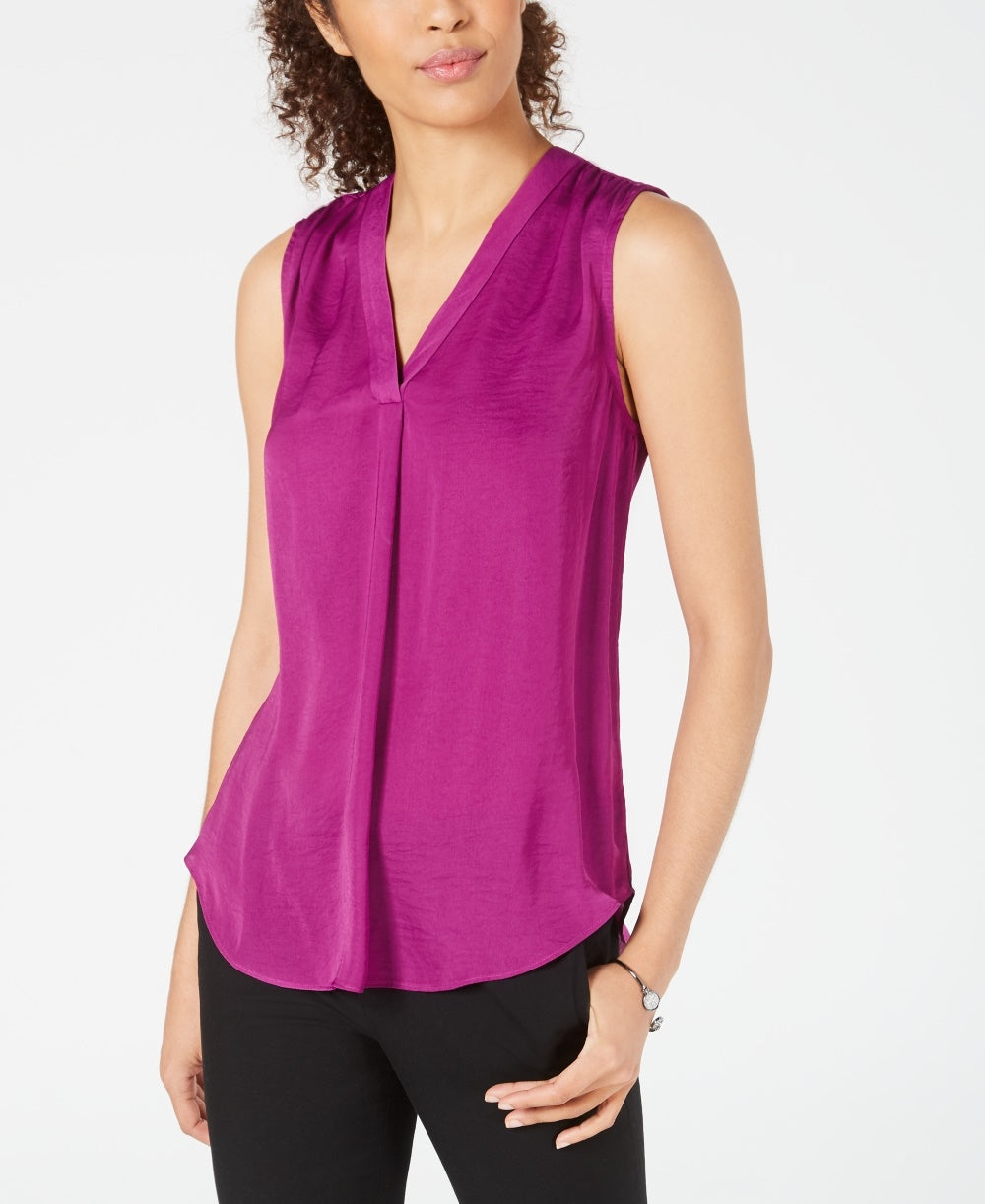 Top curto feminino Alfani com decote em V rosa tamanho 44