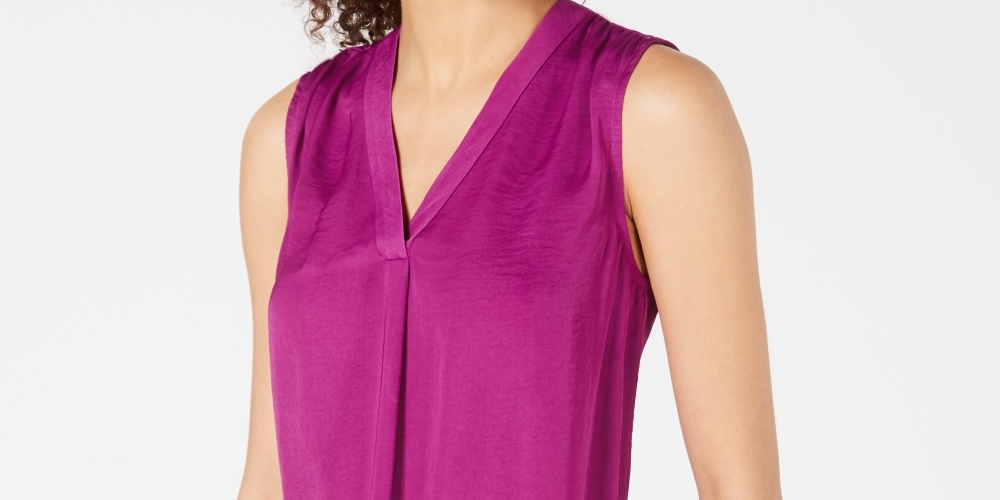 Top curto feminino Alfani com decote em V rosa tamanho 44