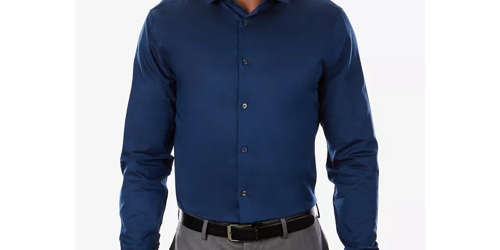 Camisa social masculina Calvin Klein Extreme Slim Fit com botões, azul, tamanho 15x34-35
