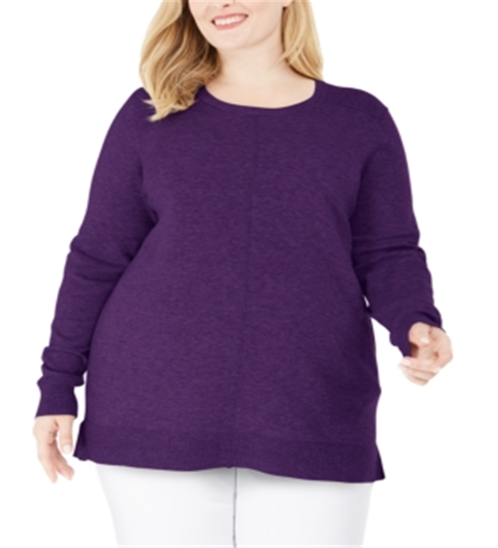 Karen Scott Suéter Feminino Gola Redonda com Acabamento Canelado Roxo Tamanho 0X