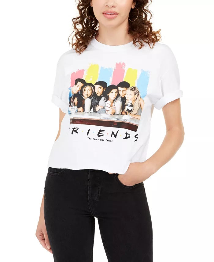 Camiseta estampada Love Tribe Juniors Cotton Friends, tamanho médio, branca