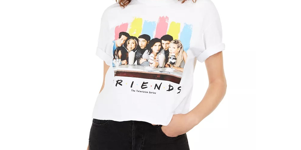 Camiseta estampada Love Tribe Juniors Cotton Friends, tamanho médio, branca