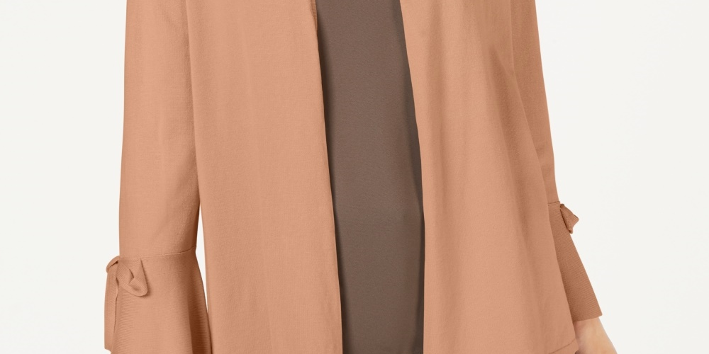 Cardigan feminino Alfani com mangas amarradas, cinza, tamanho extrapequeno