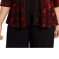 Jaqueta feminina Alex Evenings com detalhes florais, sem mangas, gola redonda, blusa de noite vermelha, tamanho 2X