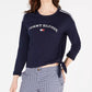 Tommy Hilfiger Moletom feminino com logo esportivo e amarração lateral, preto, tamanho XX-G