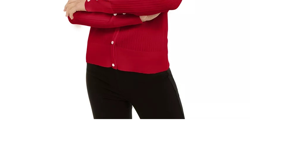 Cardigan feminino pequeno com manga bufante INC International Concepts, vermelho, tamanho PS