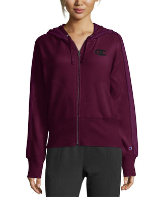 Moletom com capuz Champion Heritage Herringbone com zíper, roxo, tamanho X-S