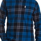 Camisa casual masculina Barbour xadrez xadrez azul, manga comprida, ajuste clássico, botão, tamanho XX-G