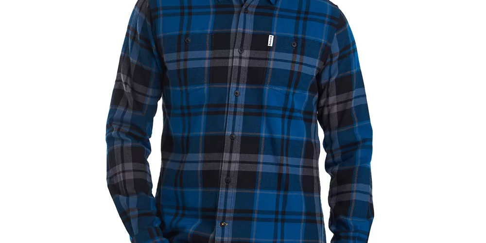 Camisa casual masculina Barbour xadrez xadrez azul, manga comprida, ajuste clássico, botão, tamanho XX-G