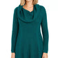 Suéter túnica feminino estilo &amp; co, pequeno, gola alta, verde, tamanho P
