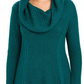 Suéter túnica feminino estilo &amp; co, pequeno, gola alta, verde, tamanho P