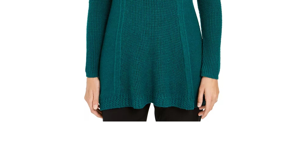 Suéter túnica feminino estilo &amp; co, pequeno, gola alta, verde, tamanho P