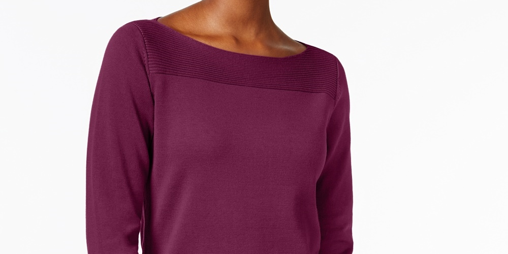 Karen Scott Suéter feminino de algodão com acabamento em botões, tamanho pequeno, roxo, tamanho pequeno P