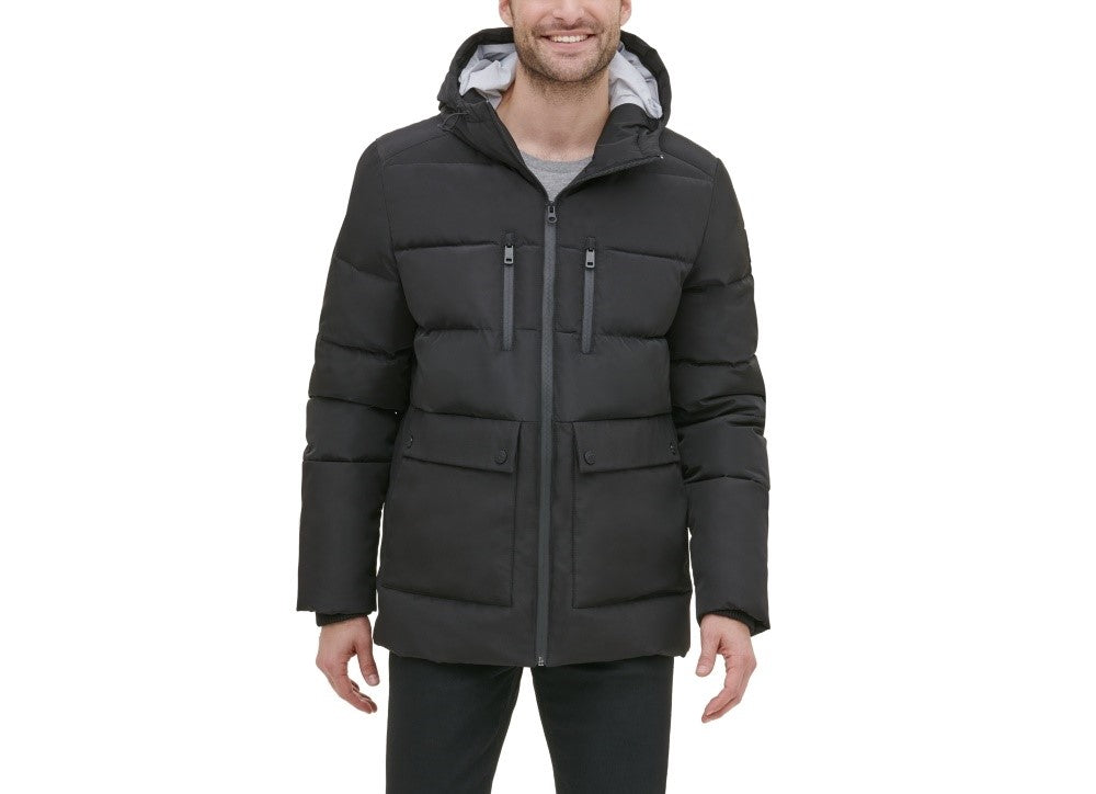 Jaqueta masculina com capuz Kenneth Cole, preta, tamanho pequeno