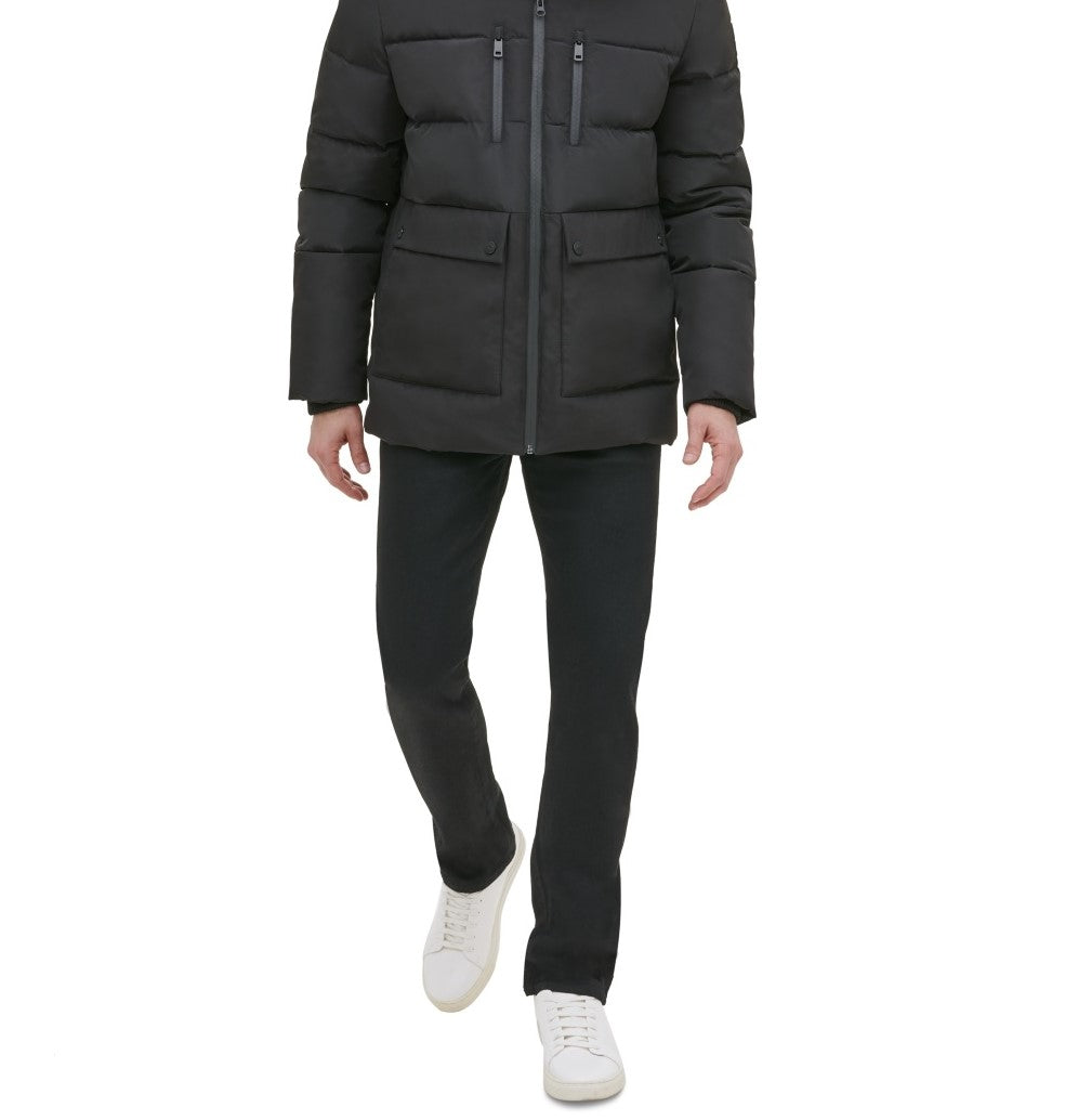 Jaqueta masculina com capuz Kenneth Cole, preta, tamanho pequeno