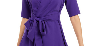 Blusa Alfani Feminina Petite com Manga Cotovelo e Envoltório Falso Roxo Tamanho P