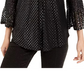 Blusa feminina Alfani Petite com estampa metálica e manga franzida, preta, tamanho PL