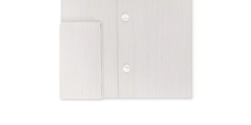 Camisa social masculina Kenneth Cole Reaction Stretch Performance com punho francês e listras, bege, tamanho 16,5 x 36-37