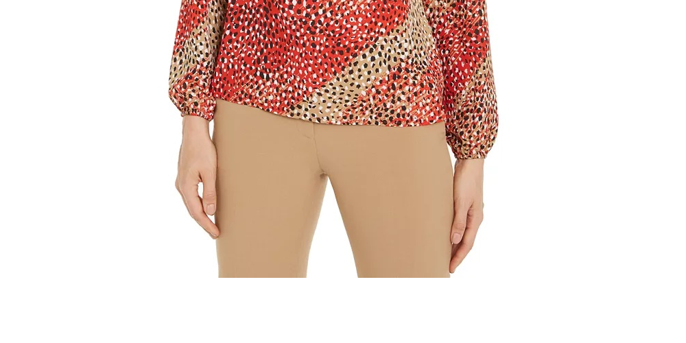 Blusa feminina estampada com decote em V Bar III vermelha tamanho X-S