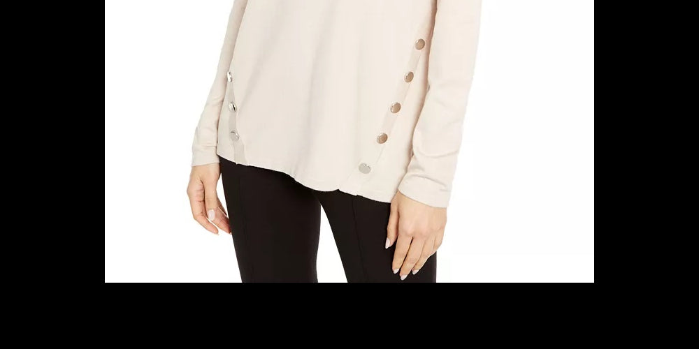 Suéter feminino Alfani canelado com detalhes bege tamanho pequeno