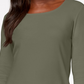 Karen Scott Blusa de algodão com decote redondo feminina, verde, tamanho X P