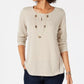 Blusa feminina de malha waffle estilo &amp; co, bege, tamanho GG