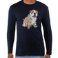 Camiseta masculina com estampa de buldogue natalino, tamanho pequeno, azul, Club Room
