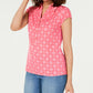 Camisa polo feminina estampada Charter Club com manga curta, rosa, tamanho extragrande